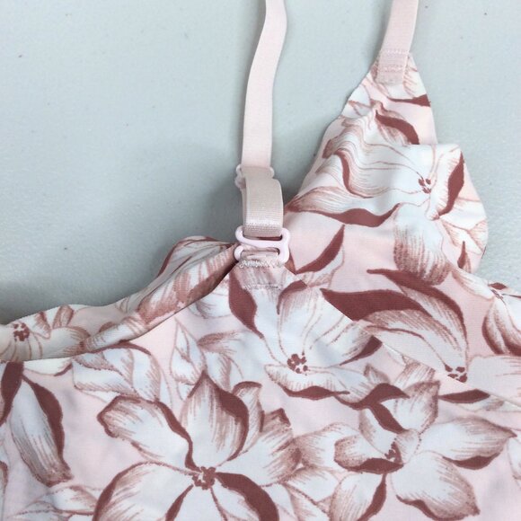 Adrienne Vittadini Studio Padded Bralette Size XL Floral Pink Convertible Straps - Picture 4 of 6